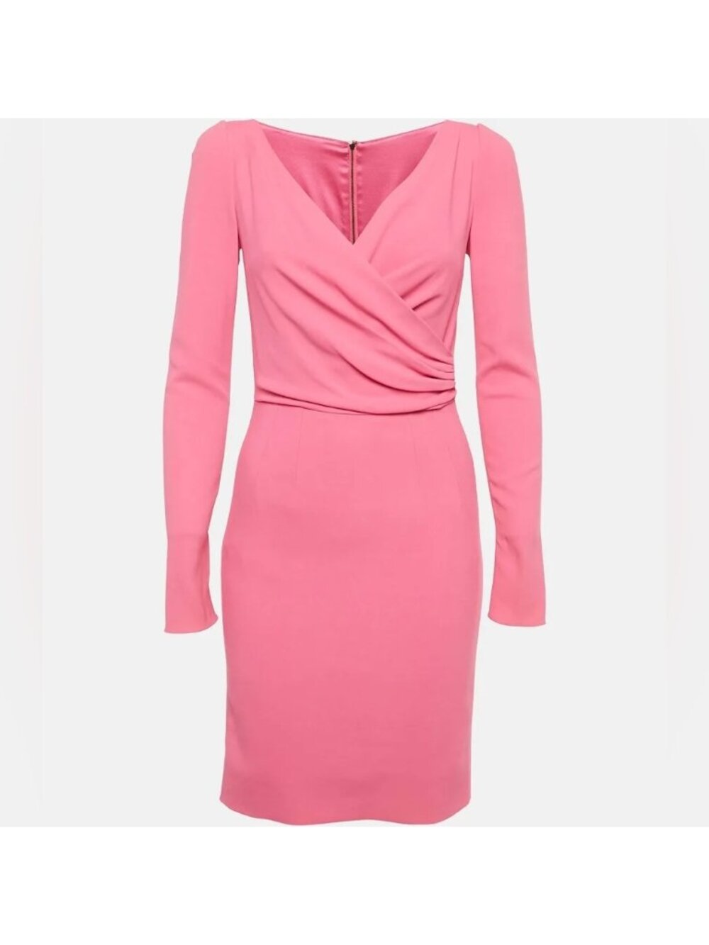 Dolce & Gabbana Fuchsia Pink Wrap Front Long Sleeve Mini Dress